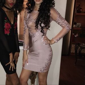 mauve/lavender fitted lace dress